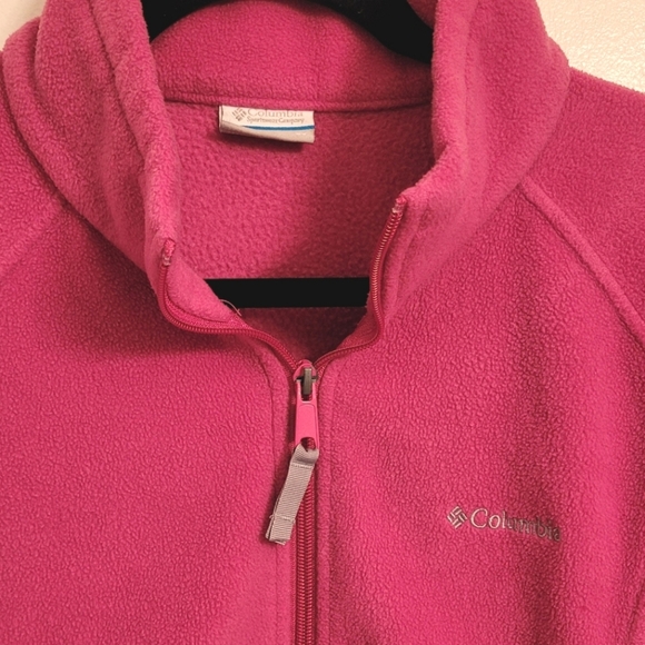 COLUMBIA Women's 2X plus size Fuchsia Pink full zip warm cozy fleece jacket - Picture 2 of 13